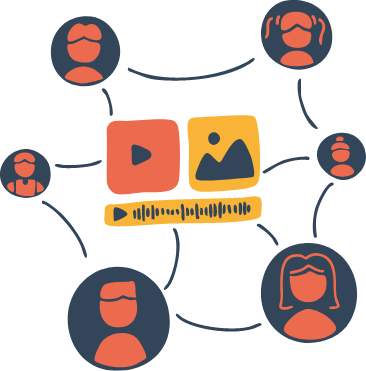 Diagrama de trabajo en equipo y piezas del servicio